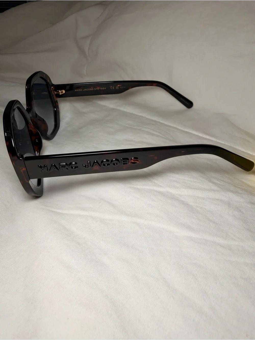 Marc Jacobs Tortoiseshell Octagon Sunglasses with Blue Gradient Lenses